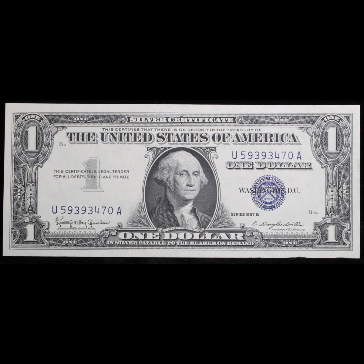 1957B $1 Blue Seal Silver Certificate EPQ Fr-1621 Grades Gem++ CU