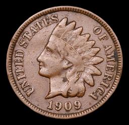 1909 Indian Cent 1c Grades vf+