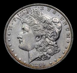 1890-p Rainbow Toned Morgan Dollar $1 Grades Choice AU/BU Slider