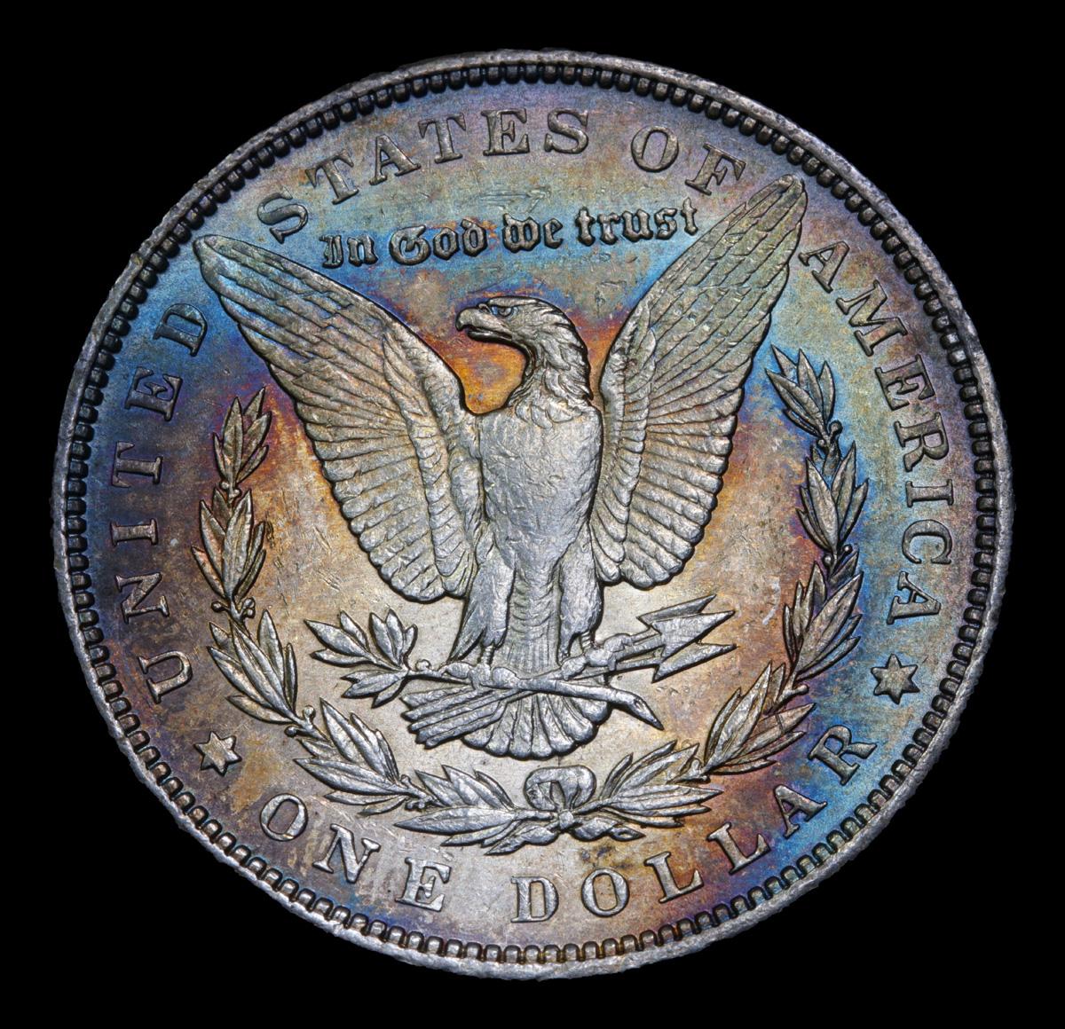 1890-p Rainbow Toned Morgan Dollar $1 Grades Choice AU/BU Slider