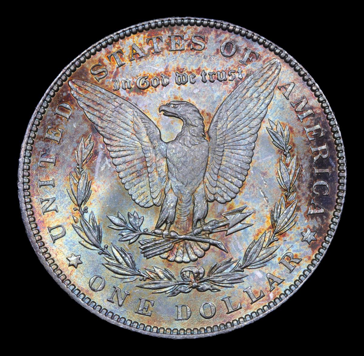 1886-p Rainbow Toned Morgan Dollar $1 Grades Select+ Unc