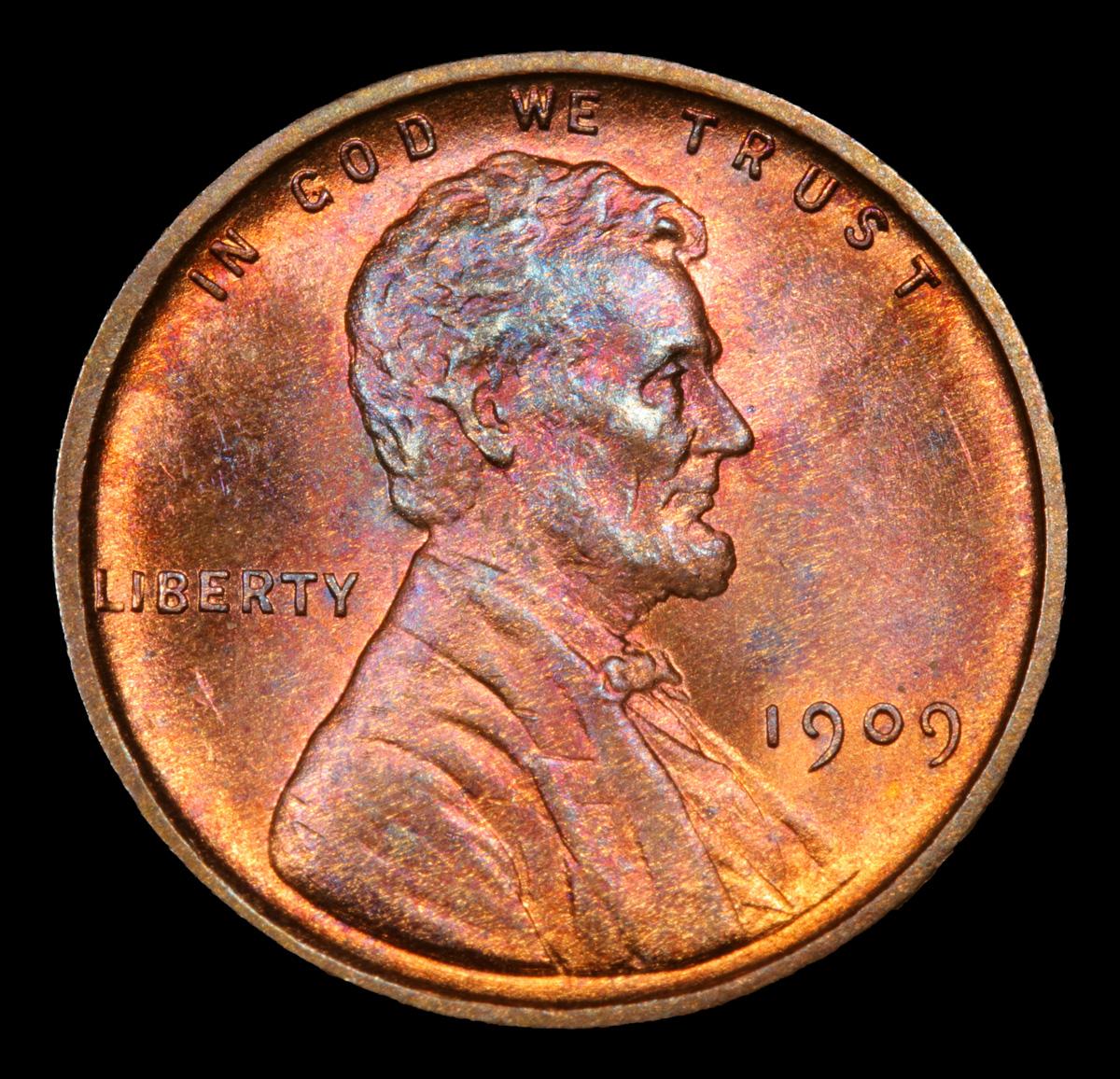 1909 vdb Lincoln Cent 1c Grades Gem+ Unc RB