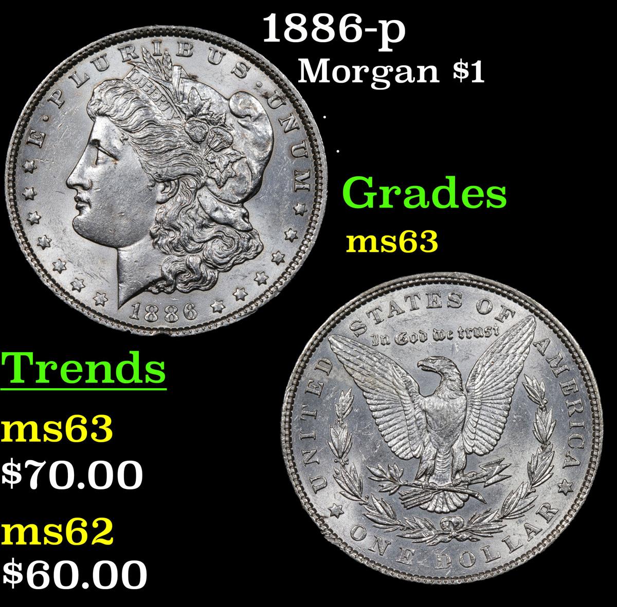 1886-p Morgan Dollar $1 Grades Select Unc