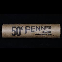 Mixed small cents 1c orig shotgun roll, 1918-d Wheat Cent, 1899 Indian Cent other end