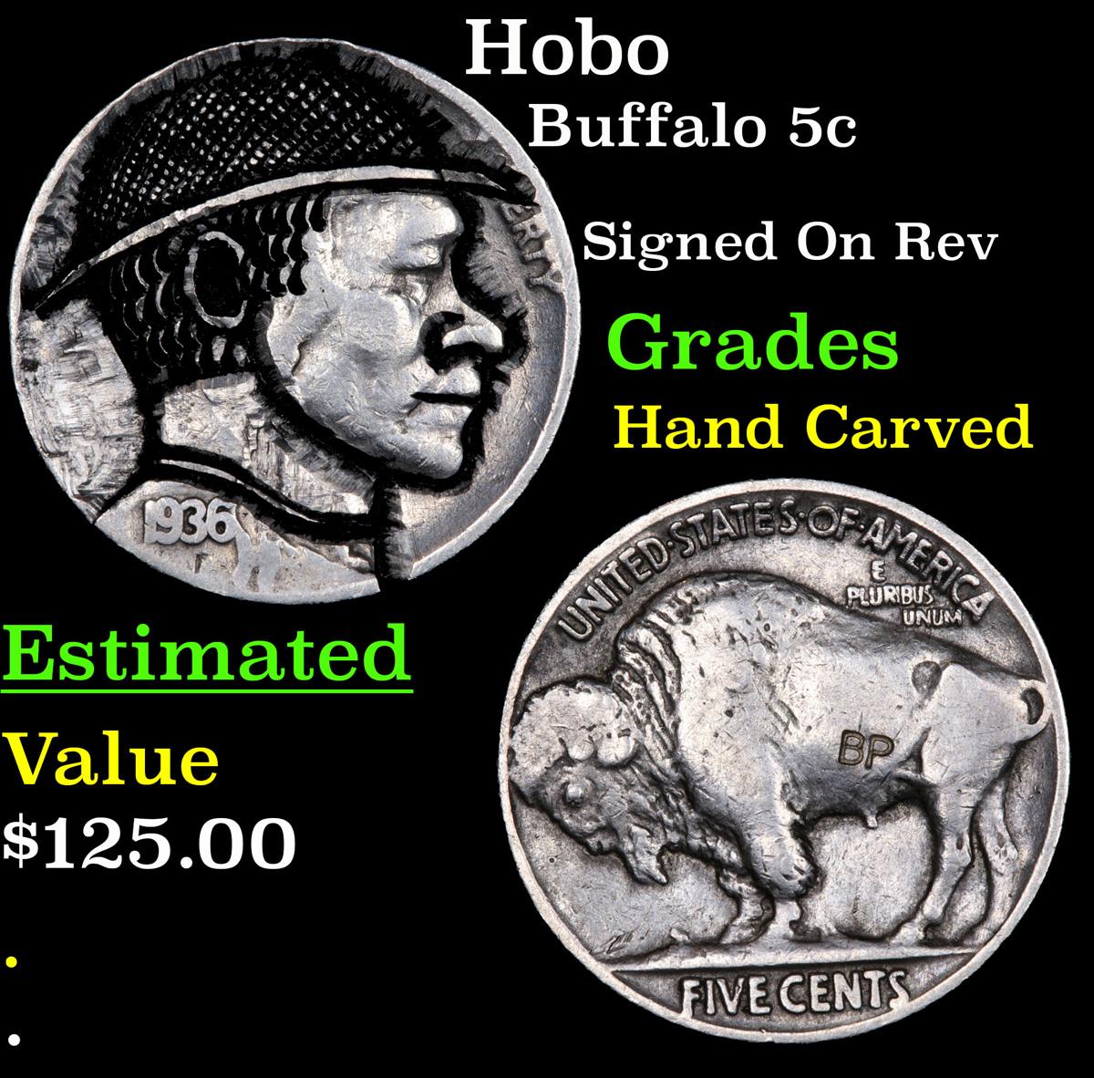 Hobo Buffalo Nickel 5c Grades Hand Carved