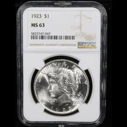 NGC 1923-p Peace Dollar $1 Graded ms63 By NGC