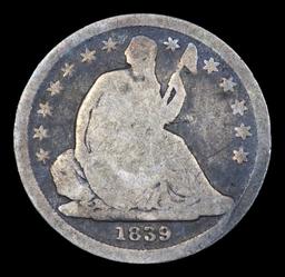 1839-p Seated Liberty Dime 10c Grades g+