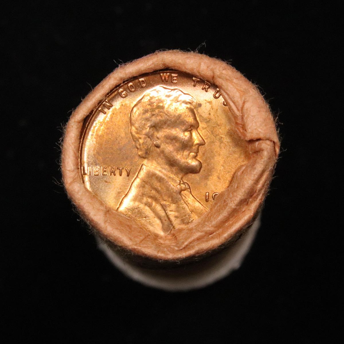 Uncirculated Lincoln cent 1c original shotgun roll, 1957-p