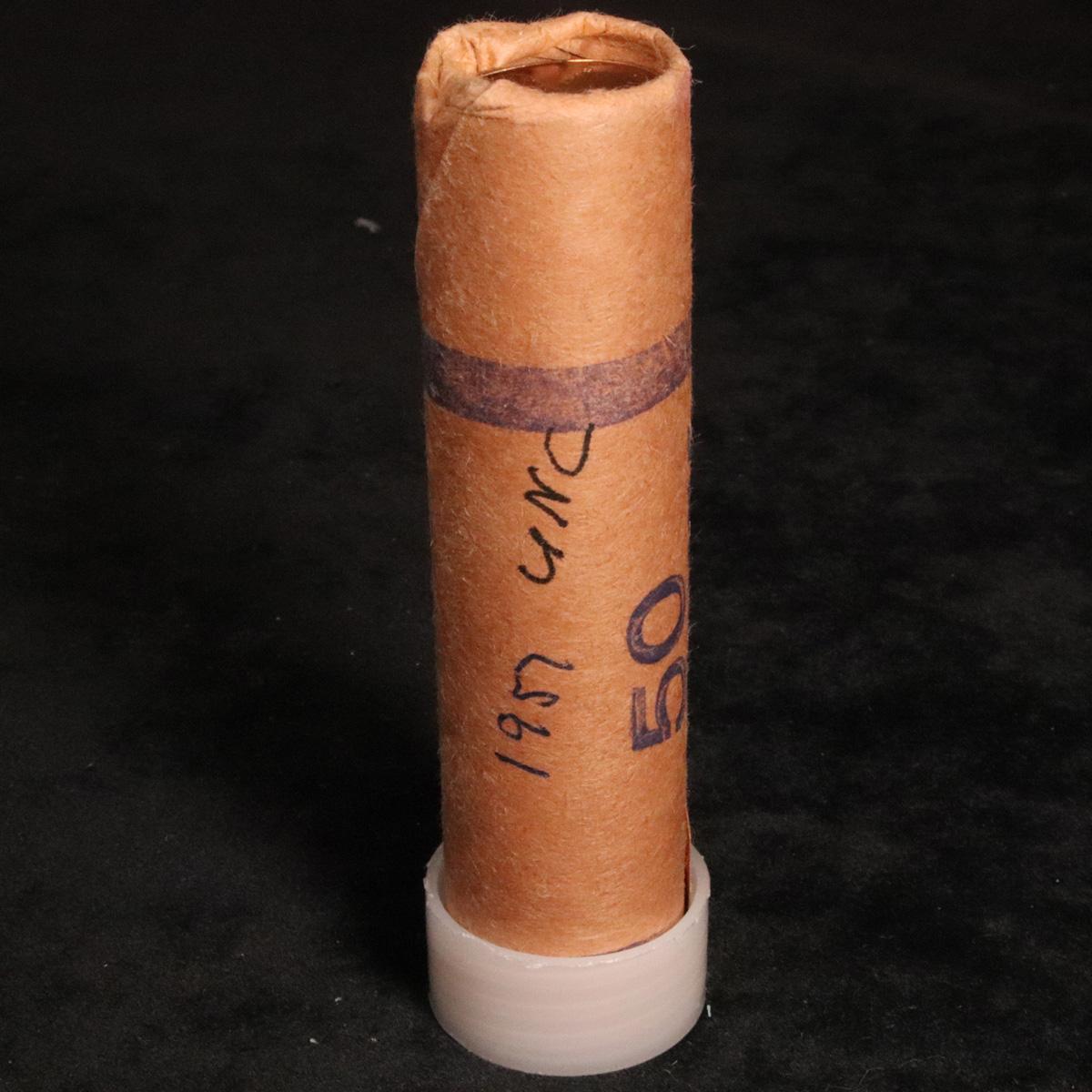 Uncirculated Lincoln cent 1c original shotgun roll, 1957-p