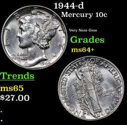 1944-p Mercury Dime 10c Grades Choice+ Unc