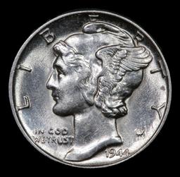 1944-p Mercury Dime 10c Grades Choice+ Unc