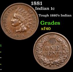 1881 Indian Cent 1c Grades xf