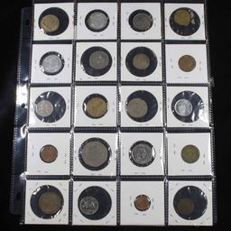 Page of 20 Mixed Foreign coins