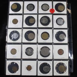 Page of 20 Mixed Foreign coins