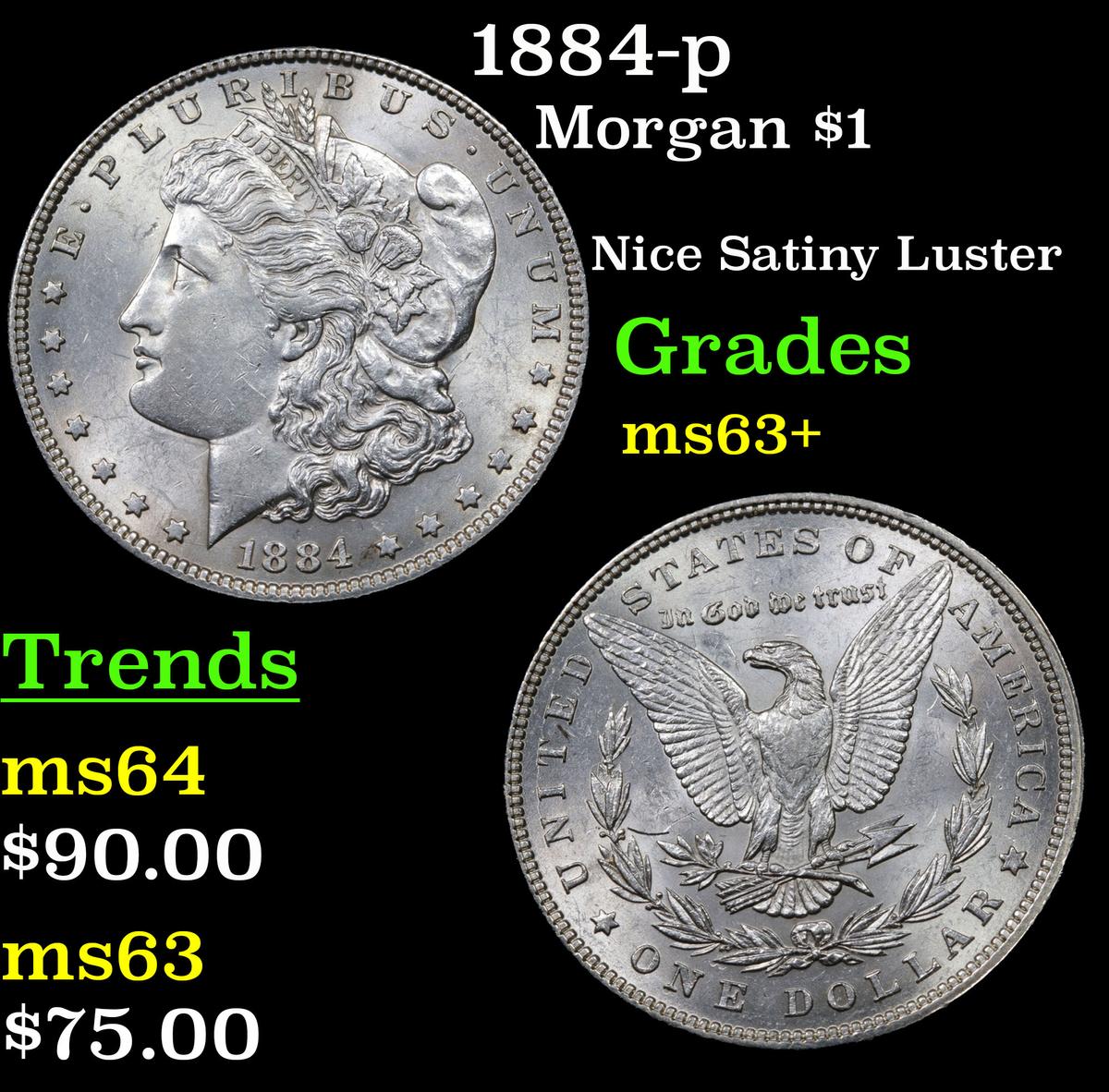 1884-p Morgan Dollar $1 Grades Select+ Unc