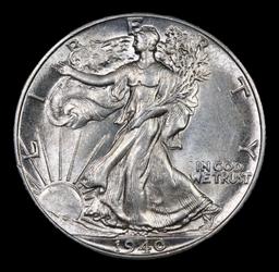 1940-p Walking Liberty Half Dollar 50c Grades Choice+ Unc