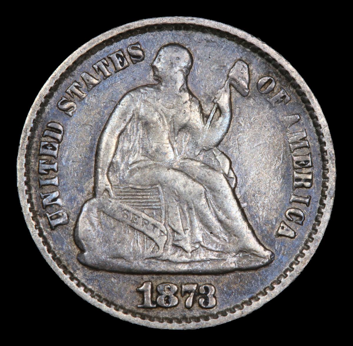 1873-p Seated Liberty Half Dime 1/2 10c Grades xf+