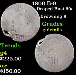 1806 B-9 Draped Bust Half Dollar 50c Grades g details