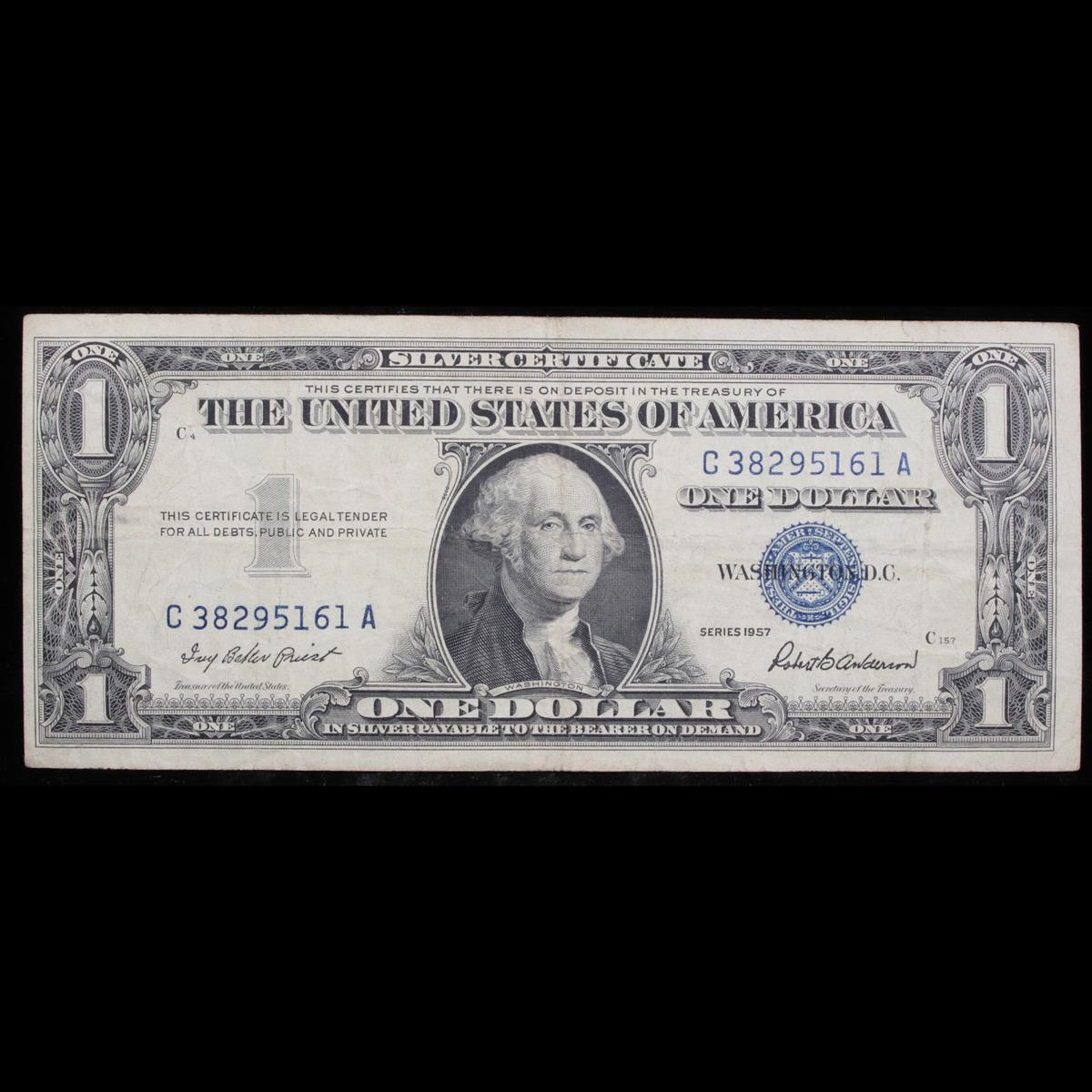 1957 $1 Blue Seal Silver Certificate Grades vf++