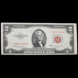 *Star Note* 1953C $2 Red Seal United States Note Grades Choice AU