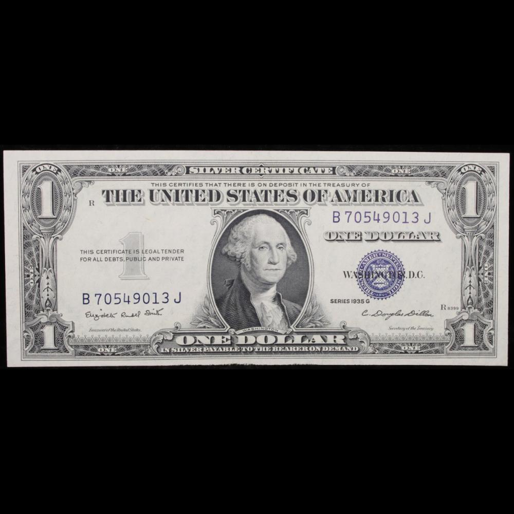 1935G $1 Blue Seal Silver Certificate Grades Choice CU