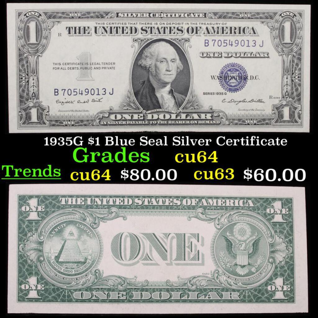 1935G $1 Blue Seal Silver Certificate Grades Choice CU