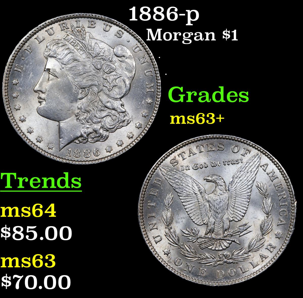 1886-p Morgan Dollar $1 Grades Select+ Unc