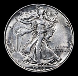 1943-p Walking Liberty Half Dollar 50c Grades Choice AU