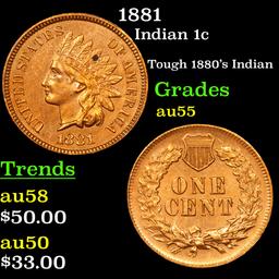 1881 Indian Cent 1c Grades Choice AU