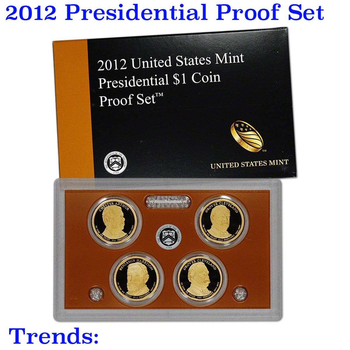 2012 United States Mint Presidential Dollar Proof Set - 4 pc set