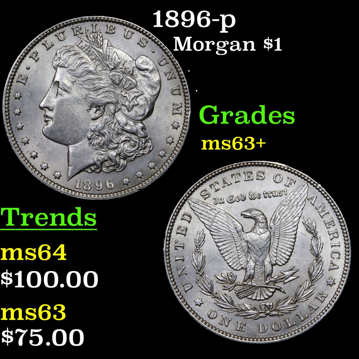 1896-p Morgan Dollar $1 Grades Select+ Unc