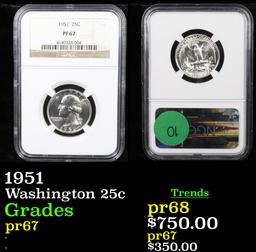 Proof NGC 1951 Washington Quarter 25c Graded pr67 By NGC