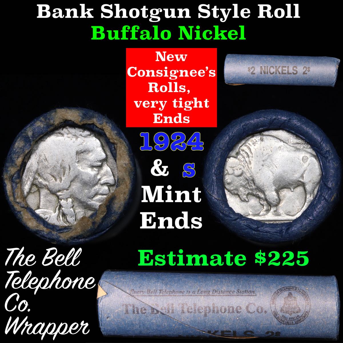 Buffalo Nickel Shotgun Roll in Old Bank Style 'Bell Telephone'  Wrapper 1924 & s Mint Ends