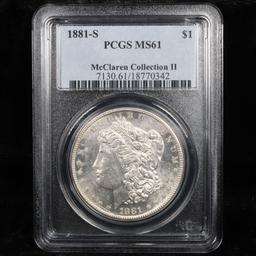 5 Unc Morgan $1 Graded By PCGS Mixed Dates From The McClaren Collection