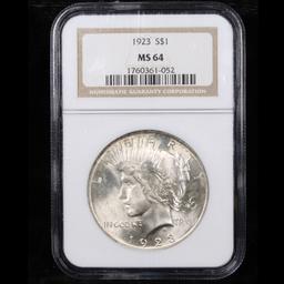 NGC 1923-p Peace Dollar $1 Graded ms64 By NGC