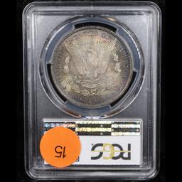 PCGS 1880-p Rainbow Toned Morgan Dollar $1 Graded ms62 By PCGS