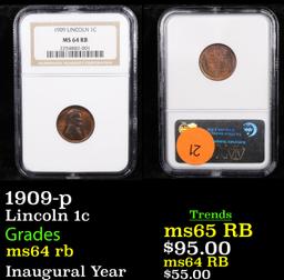 NGC 1909-p Lincoln Cent 1c Graded ms64 rb By NGC
