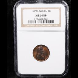 NGC 1909-p Lincoln Cent 1c Graded ms64 rb By NGC