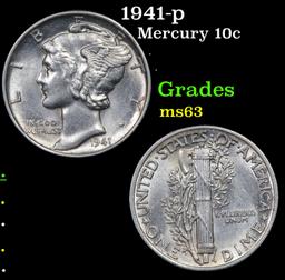 1941-p Mercury Dime 10c Grades Select Unc