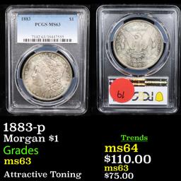 PCGS 1883-p Morgan Dollar $1 Graded ms63 By PCGS