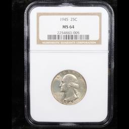 NGC 1945-p Washington Quarter 25c Graded ms64 By NGC