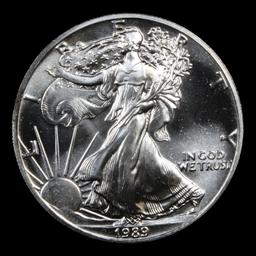 1989 Silver Eagle Dollar $1 Grades Mint State