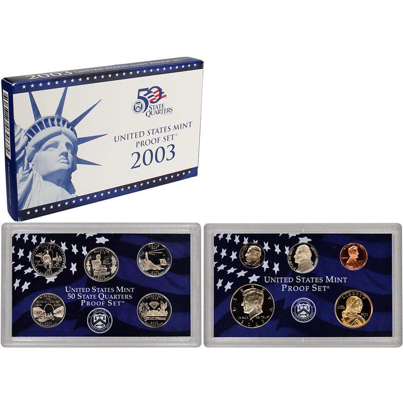 Group of 5 United States Mint Proof Set 1999-2003 49 coins Grades