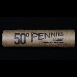 Mixed small cents 1c orig shotgun roll, 1920-d Wheat Cent, 1899 Indian Cent other end, McDonalds Wra