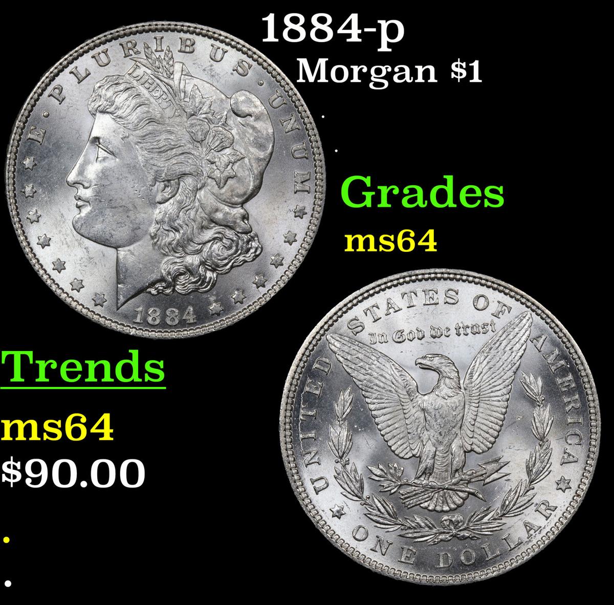 1884-p Morgan Dollar $1 Grades Choice Unc