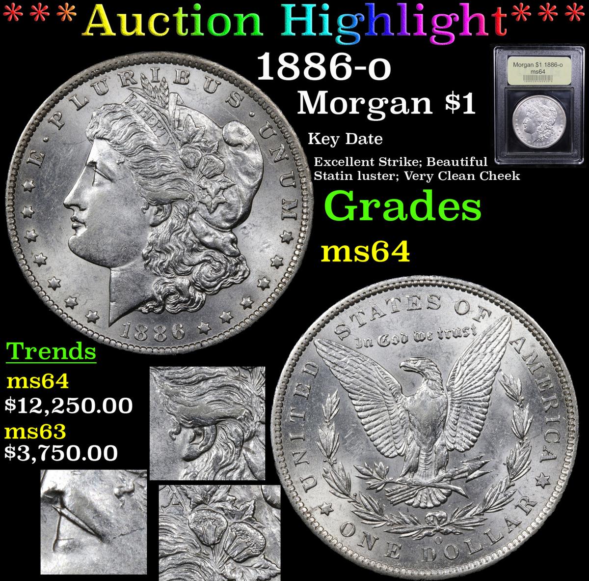 ***Auction Highlight*** 1886-o Morgan Dollar $1 Graded Choice Unc BY USCG (fc)