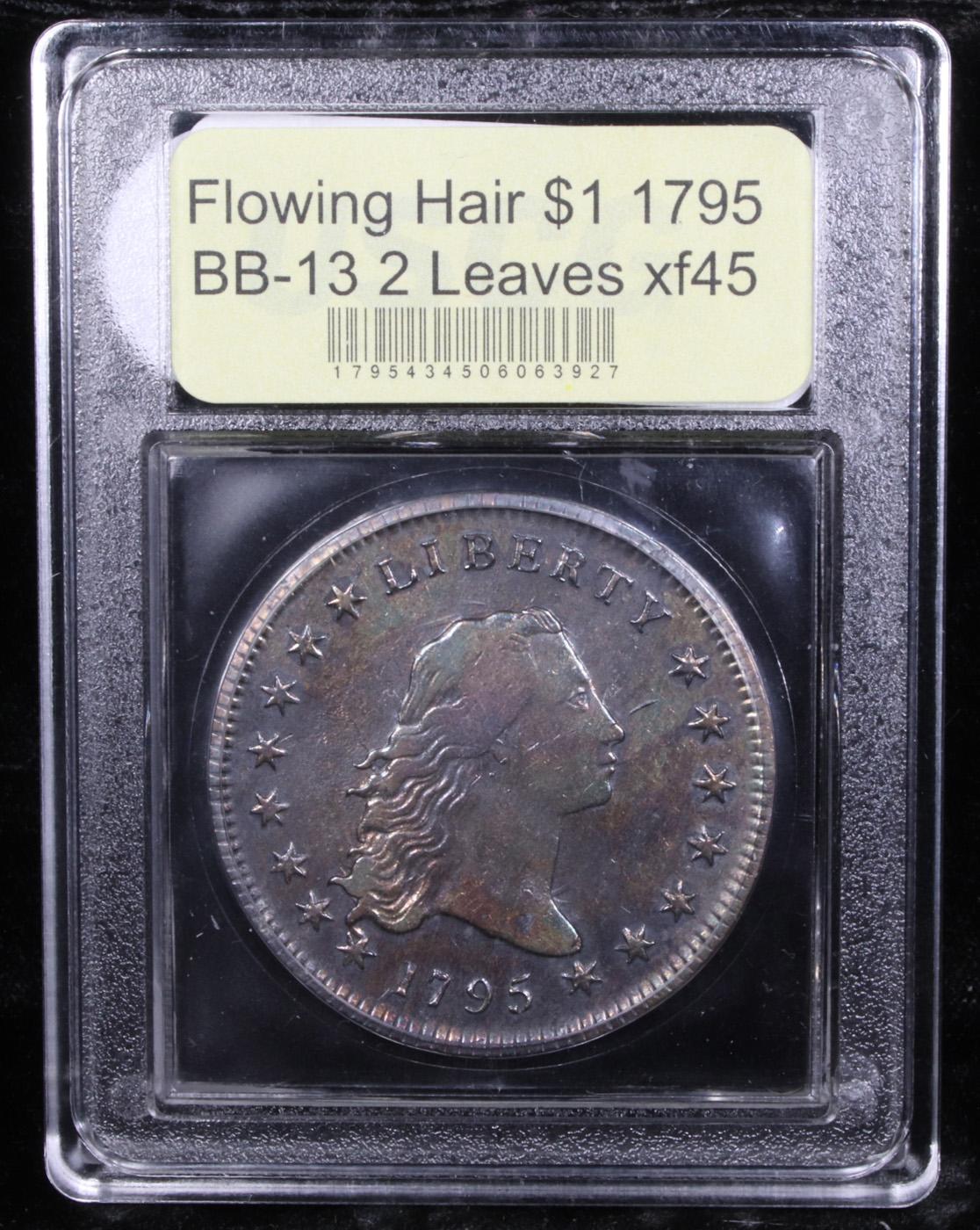 ***Auction Highlight*** 1795 Flowing Hair BB-13 2 Leaves Flowing Hair Dollar 1 Graded xf+ BY USCG (f