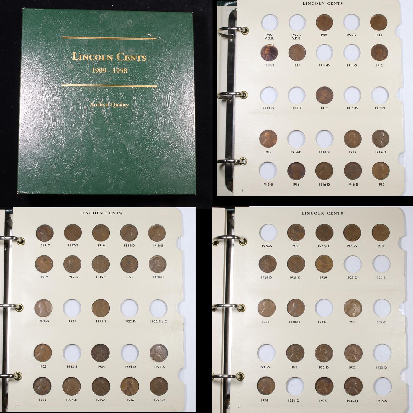 Partial Lincoln Cent Book 1909-1958 119 Coins
