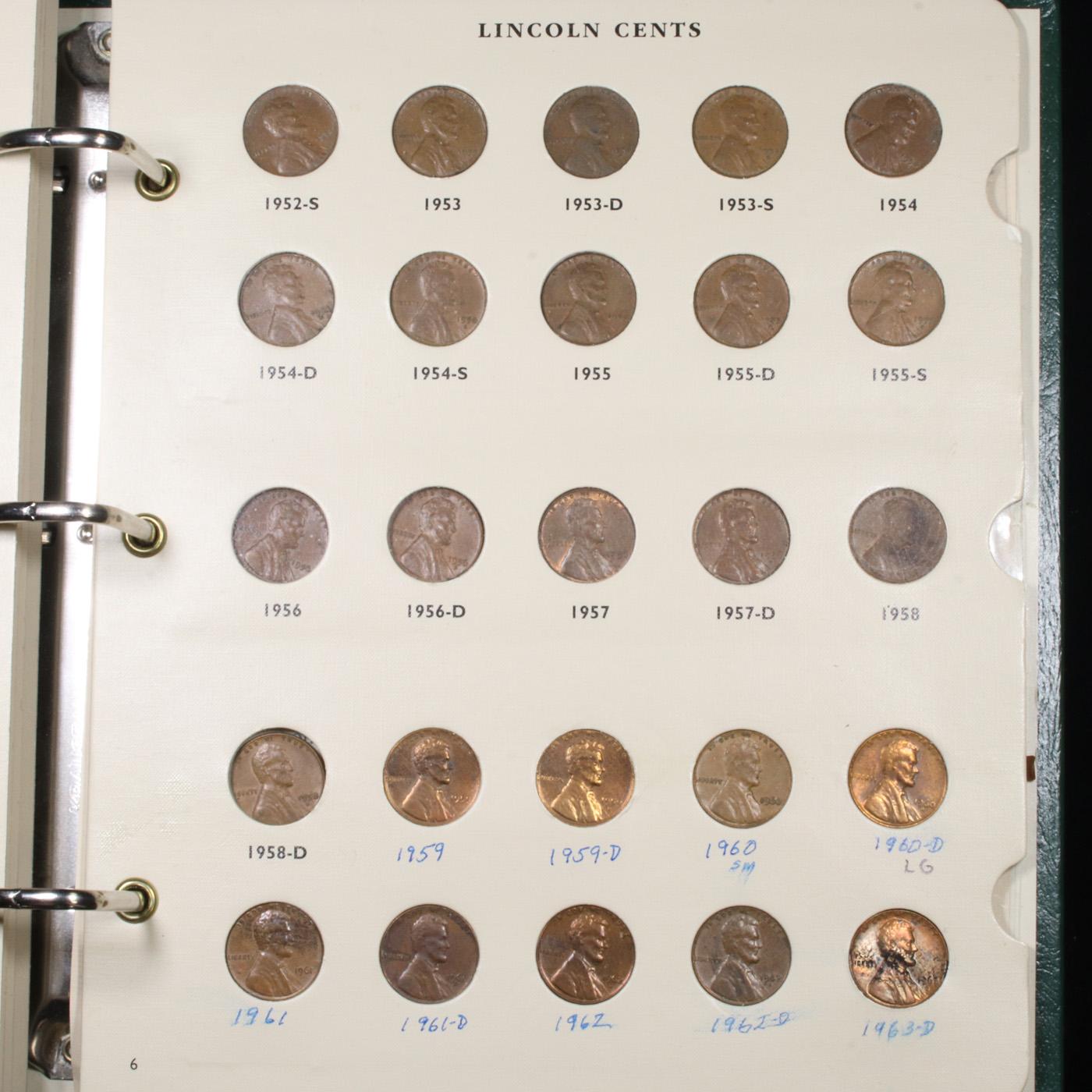 Partial Lincoln Cent Book 1909-1958 119 Coins