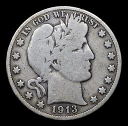 1913-p Barber Half Dollars 50c Grades f, fine